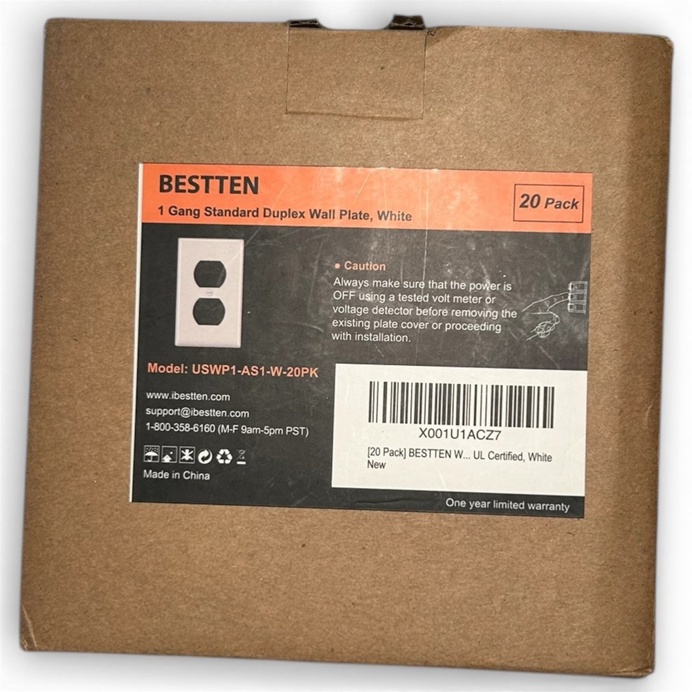 20 Pack 1-Gang‎ Standard Duplex Receptacle Outlet Wall Plate White